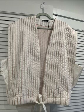 NWOT ZARA stripes kimono artsy Lagenlook vest waist tie size Small oversized